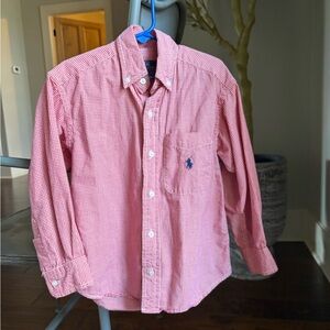 Boys Ralph Lauren Red Checkered Button-Up Shirt: Size 5